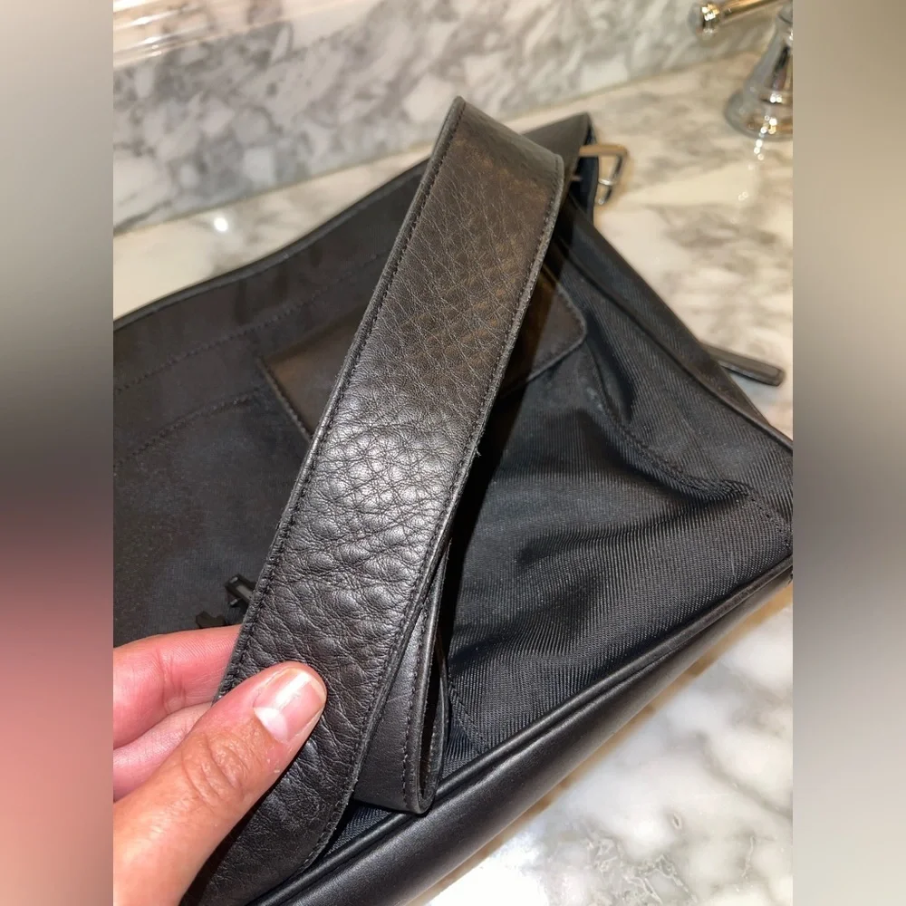 Vintage Coach Black Nylon & Leather Trim Messenger Bag